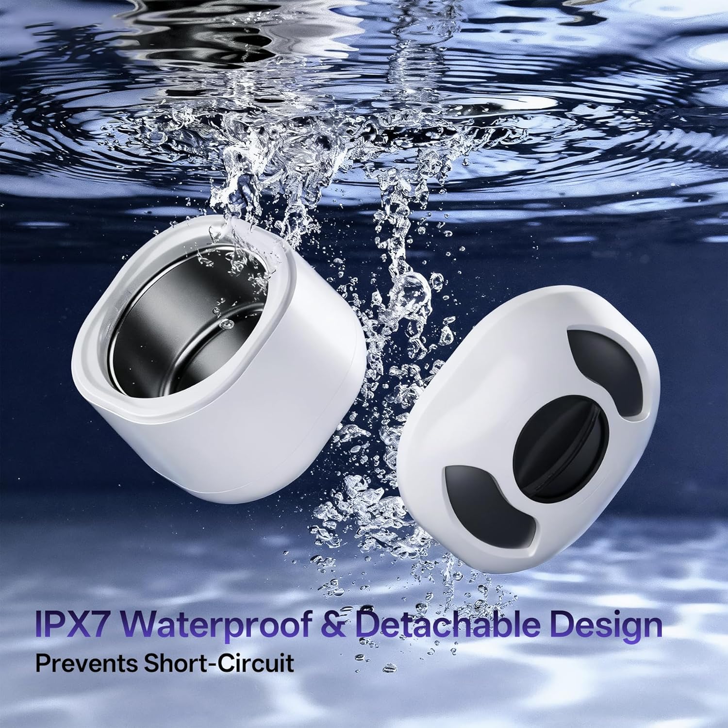 Ultrasonic Jewelry & Makeup Tool Cleaner, Retainer Cleaner,40000-42000Hz U-V Dual-Action, 4 Modes, 45dB Quiet, SUS304 DetachableTank, IPX7 Waterproof with Cleaning Kit for Rings, Watches, Brushes